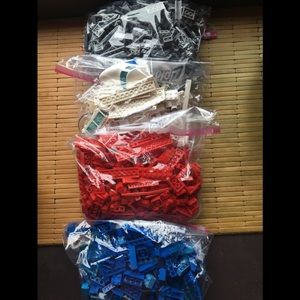 Legos Gray, Blue, Red, White washed 4+ pounds